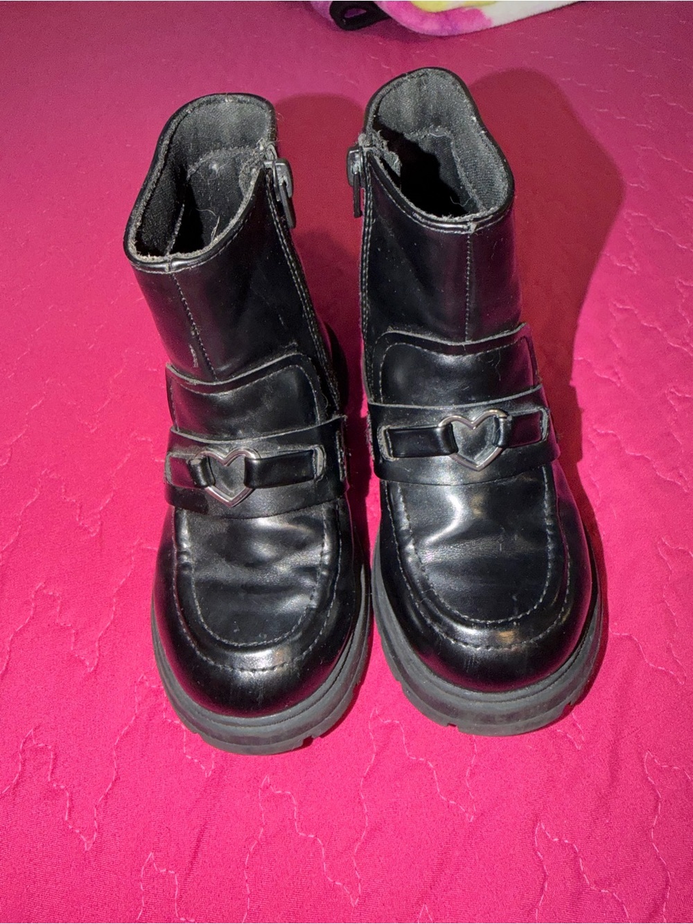 Zara Black Girls' Ankle Boots with Heart Trim